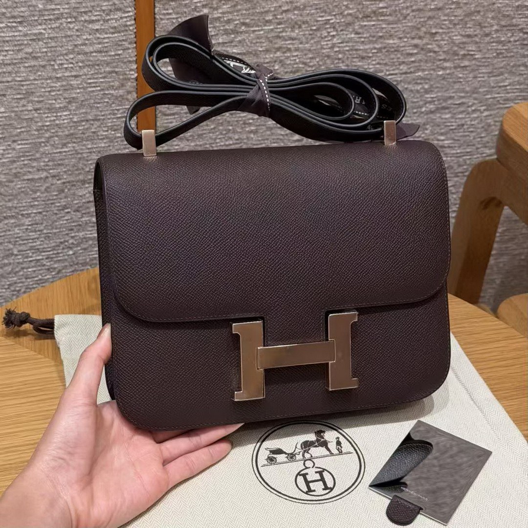 Hermes Constance 24 CM Bag Handmade In Epsom Calfskin Leather Rose Gold Hardware 0G Rouge Seller