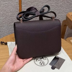 Hermes Constance 24 CM Bag Handmade In Epsom Calfskin Leather Rose Gold Hardware 0G Rouge Seller - Image 2