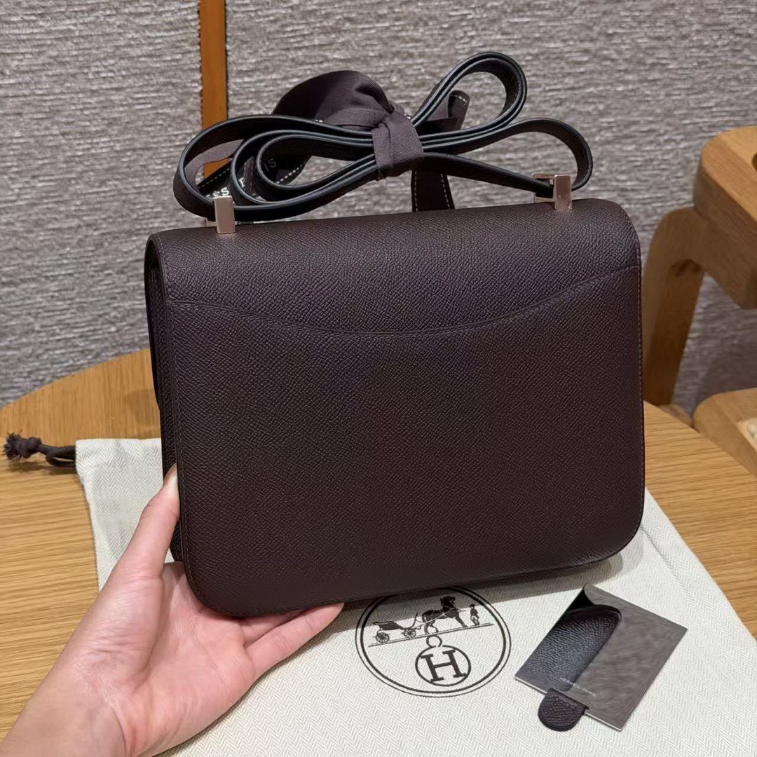 Hermes Constance 24 CM Bag Handmade In Epsom Calfskin Leather Rose Gold Hardware 0G Rouge Seller - Image 2