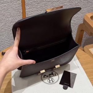 Hermes Constance 24 CM Bag Handmade In Epsom Calfskin Leather Rose Gold Hardware 0G Rouge Seller - Image 14