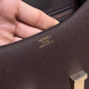 Hermes Constance 24 CM Bag Handmade In Epsom Calfskin Leather Rose Gold Hardware 0G Rouge Seller - Image 13