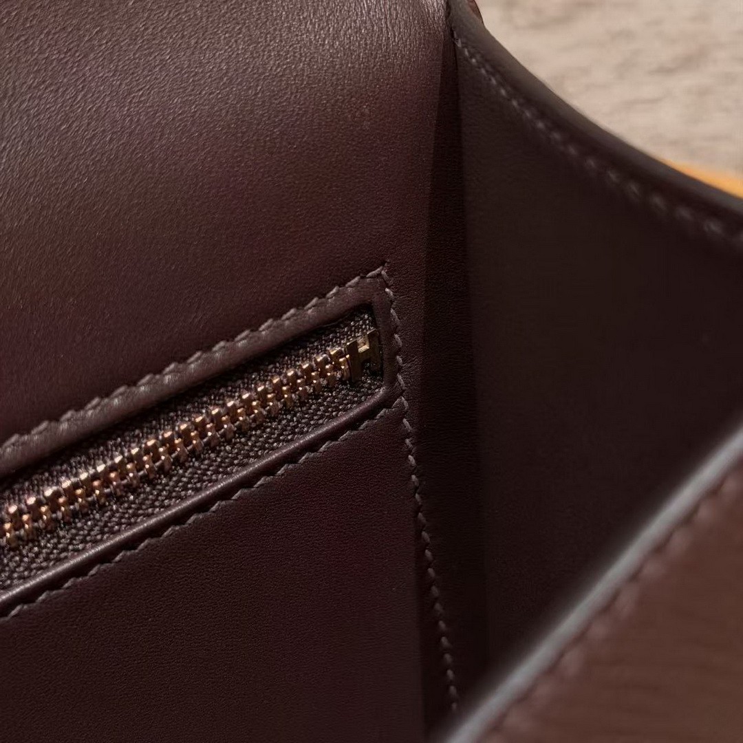 Hermes Constance 24 CM Bag Handmade In Epsom Calfskin Leather Rose Gold Hardware 0G Rouge Seller - Image 4