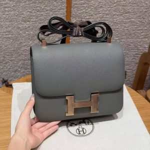 Hermes Constance 24 CM Bag Handmade In Epsom Calfskin Leather Rose Gold Hardware 0L Girs Meyer