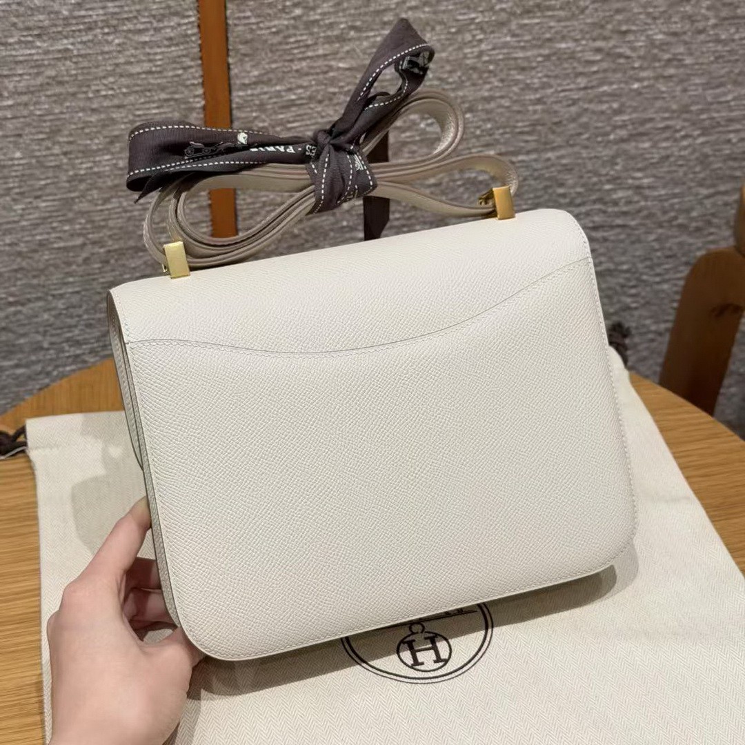 Hermes Constance 24 CM Bag Handmade In Epsom Calfskin Leather Gold Hardware 10 Craie - Image 2