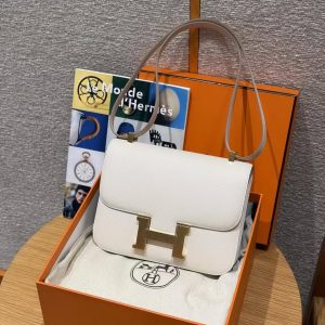 Hermes Constance 24 CM Bag Handmade In Epsom Calfskin Leather Gold Hardware 10 Craie - Image 13