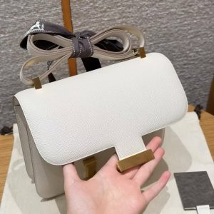 Hermes Constance 24 CM Bag Handmade In Epsom Calfskin Leather Gold Hardware 10 Craie - Image 12