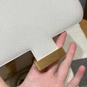 Hermes Constance 24 CM Bag Handmade In Epsom Calfskin Leather Gold Hardware 10 Craie - Image 11