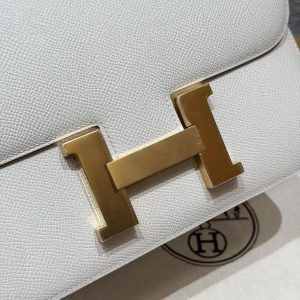 Hermes Constance 24 CM Bag Handmade In Epsom Calfskin Leather Gold Hardware 10 Craie - Image 8