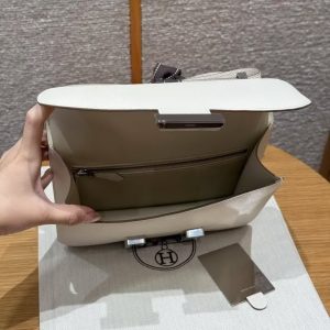 Hermes Constance 24 CM Bag Handmade In Epsom Calfskin Leather Silver Hardware 10 Craie - Image 14