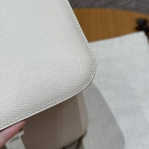 Hermes Constance 24 CM Bag Handmade In Epsom Calfskin Leather Silver Hardware 10 Craie - Image 8