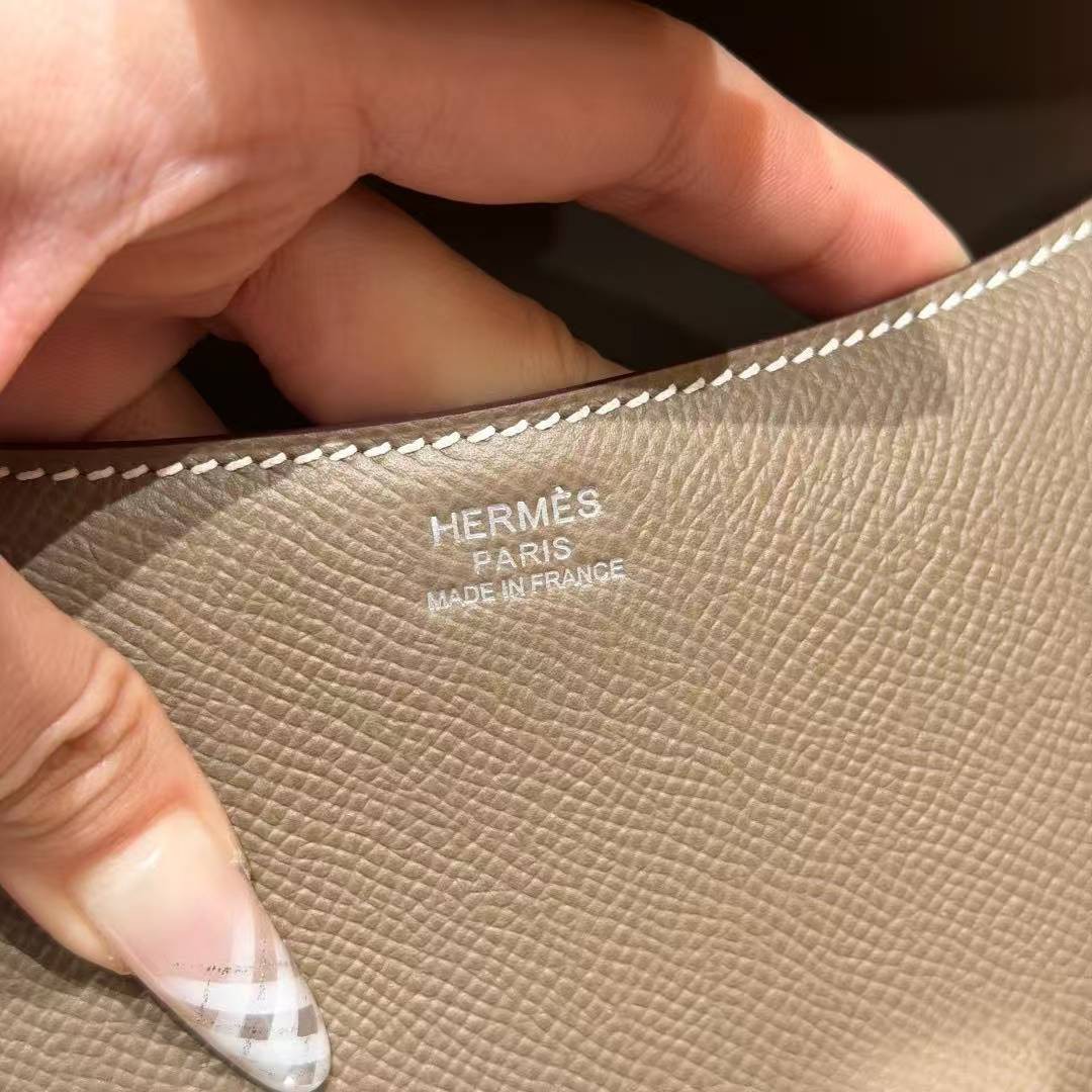 Hermes Constance 24 CM Bag Handmade In Epsom Calfskin Leather Silver Hardware 18 Etoupe - Image 14