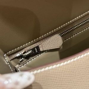 Hermes Constance 24 CM Bag Handmade In Epsom Calfskin Leather Silver Hardware 18 Etoupe - Image 10