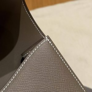 Hermes Constance 24 CM Bag Handmade In Epsom Calfskin Leather Silver Hardware 18 Etoupe - Image 9