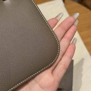 Hermes Constance 24 CM Bag Handmade In Epsom Calfskin Leather Silver Hardware 18 Etoupe - Image 7