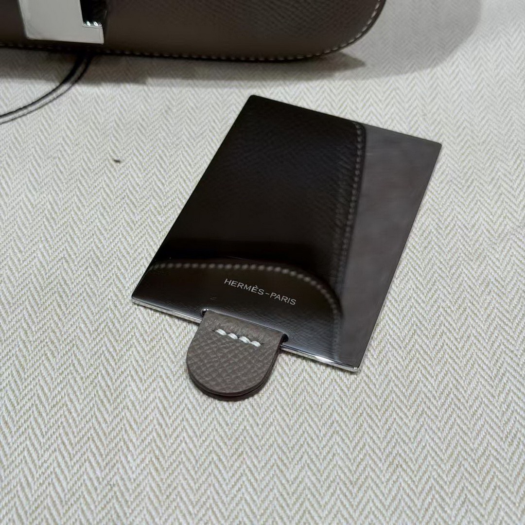 Hermes Constance 24 CM Bag Handmade In Epsom Calfskin Leather Silver Hardware 18 Etoupe - Image 5