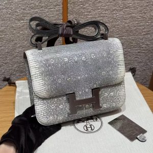 Hermes Constance 24 CM Bag Handmade In Lizard Leather from South Africa Silver Hardware 1B Ombre