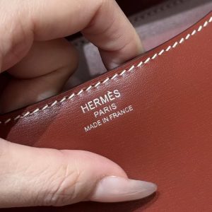 Hermes Constance 24 CM Bag Handmade In Box Calfskin Leather Silver Hardware 36 Brique - Image 15