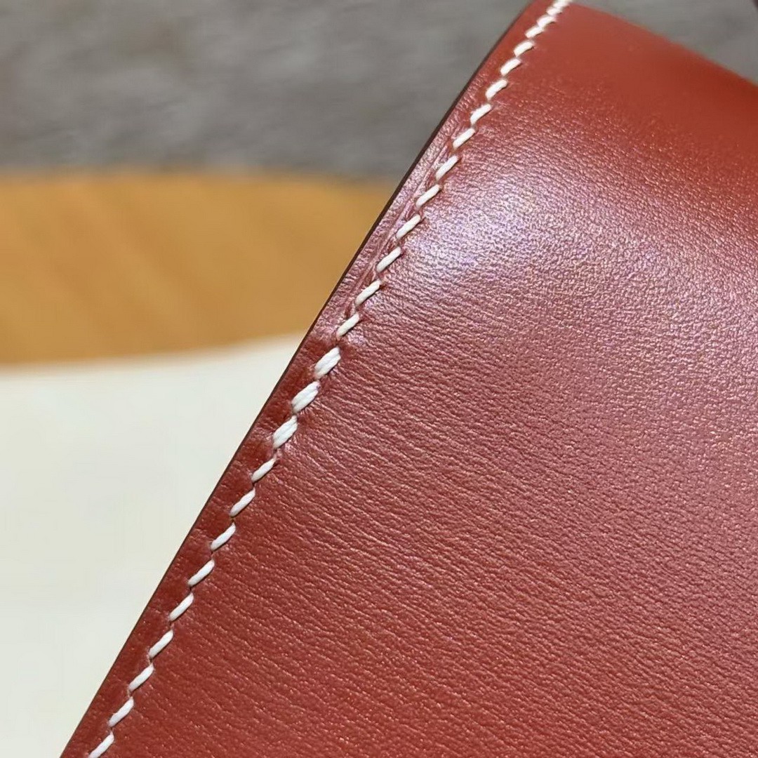 Hermes Constance 24 CM Bag Handmade In Box Calfskin Leather Silver Hardware 36 Brique - Image 9