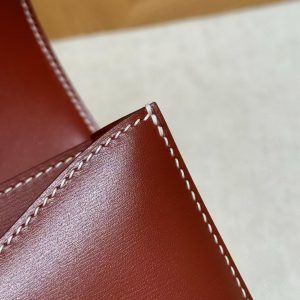 Hermes Constance 24 CM Bag Handmade In Box Calfskin Leather Silver Hardware 36 Brique - Image 6