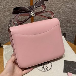 Hermes Constance 24 CM Bag Handmade In Swift Calfskin Leather Silver Hardware 3q Rose Sakura - Image 2