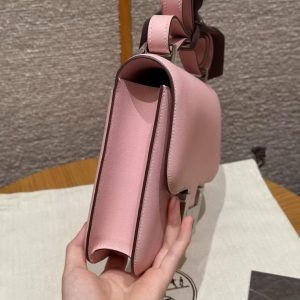 Hermes Constance 24 CM Bag Handmade In Swift Calfskin Leather Silver Hardware 3q Rose Sakura - Image 18