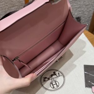 Hermes Constance 24 CM Bag Handmade In Swift Calfskin Leather Silver Hardware 3q Rose Sakura - Image 15
