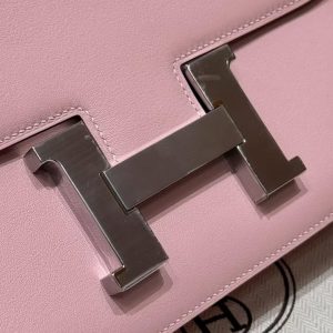 Hermes Constance 24 CM Bag Handmade In Swift Calfskin Leather Silver Hardware 3q Rose Sakura - Image 4