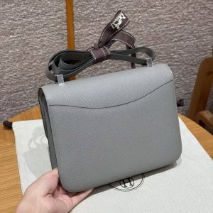 Hermes Constance 24 CM Bag Handmade In Epsom Calfskin Leather Silver Hardware 4Z Gris Mouette - Image 2