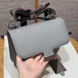 Hermes Constance 24 CM Bag Handmade In Epsom Calfskin Leather Silver Hardware 4Z Gris Mouette - Image 11