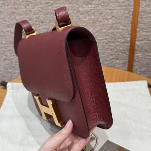 Hermes Constance 24 CM Bag Handmade In Epsom Calfskin Leather Gold Hardware 55 Rouge H - Image 19