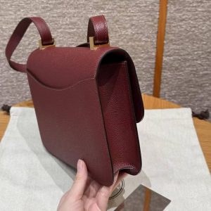 Hermes Constance 24 CM Bag Handmade In Epsom Calfskin Leather Gold Hardware 55 Rouge H - Image 18