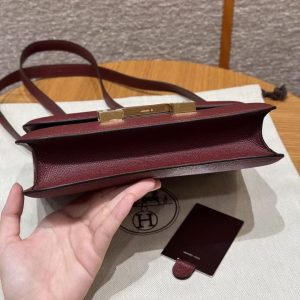 Hermes Constance 24 CM Bag Handmade In Epsom Calfskin Leather Gold Hardware 55 Rouge H - Image 17