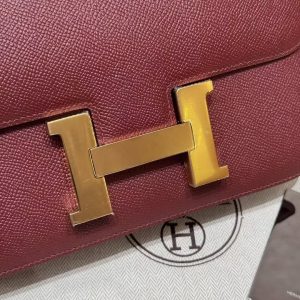 Hermes Constance 24 CM Bag Handmade In Epsom Calfskin Leather Gold Hardware 55 Rouge H - Image 13
