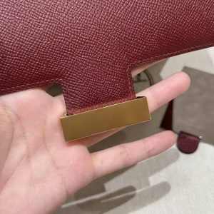 Hermes Constance 24 CM Bag Handmade In Epsom Calfskin Leather Gold Hardware 55 Rouge H - Image 11