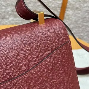 Hermes Constance 24 CM Bag Handmade In Epsom Calfskin Leather Gold Hardware 55 Rouge H - Image 7