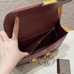 Hermes Constance 24 CM Bag Handmade In Epsom Calfskin Leather Gold Hardware 55 Rouge H - Image 6