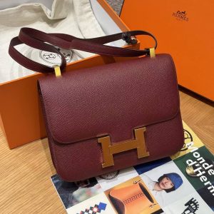 Hermes Constance 24 CM Bag Handmade In Epsom Calfskin Leather Gold Hardware 55 Rouge H - Image 4