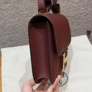 Hermes Constance 24 CM Bag Handmade In Epsom Calfskin Leather Gold Hardware 57 Bordeaux - Image 18
