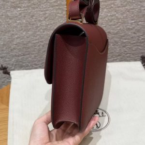 Hermes Constance 24 CM Bag Handmade In Epsom Calfskin Leather Gold Hardware 57 Bordeaux - Image 17