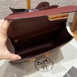 Hermes Constance 24 CM Bag Handmade In Epsom Calfskin Leather Gold Hardware 57 Bordeaux - Image 15