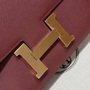Hermes Constance 24 CM Bag Handmade In Epsom Calfskin Leather Gold Hardware 57 Bordeaux - Image 11