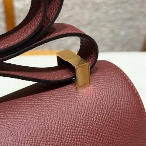 Hermes Constance 24 CM Bag Handmade In Epsom Calfskin Leather Gold Hardware 57 Bordeaux - Image 10