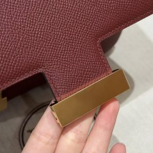 Hermes Constance 24 CM Bag Handmade In Epsom Calfskin Leather Gold Hardware 57 Bordeaux - Image 9