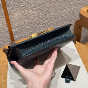 Hermes Constance 24 CM Bag Handmade In Lizard Leather from South Africa Gold Hardware 60 Vert Cypress - Image 15
