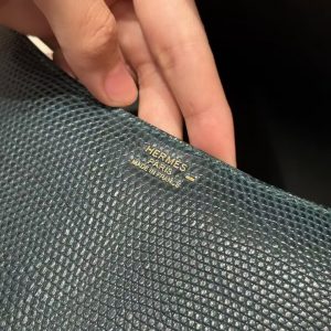 Hermes Constance 24 CM Bag Handmade In Lizard Leather from South Africa Gold Hardware 60 Vert Cypress - Image 14