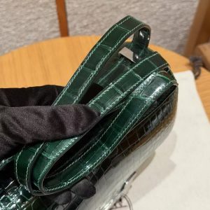 Hermes Constance 24 CM Bag Handmade In Porosus Crocodile Leather Silver Hardware 67 Vert Fonce - Image 3