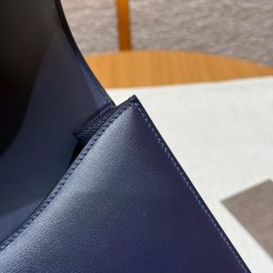 Hermes Constance 24 CM Bag Handmade In Box Calfskin Leather Silver Hardware 73 Blue Saphir - Image 9