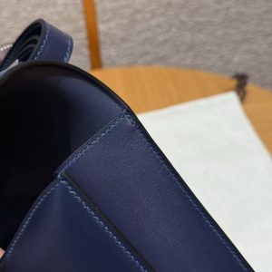 Hermes Constance 24 CM Bag Handmade In Box Calfskin Leather Silver Hardware 73 Blue Saphir - Image 8