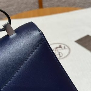Hermes Constance 24 CM Bag Handmade In Box Calfskin Leather Silver Hardware 73 Blue Saphir - Image 7