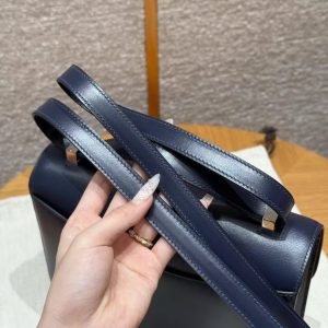 Hermes Constance 24 CM Bag Handmade In Box Calfskin Leather Silver Hardware 73 Blue Saphir - Image 5